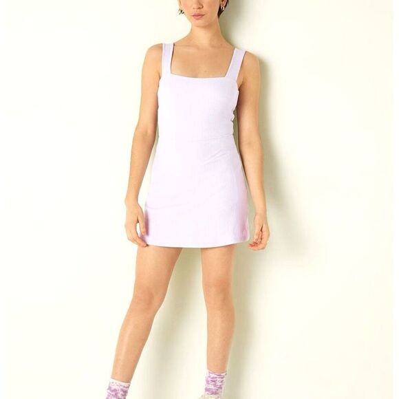 NEW PINK Victoria's Secret Rib Square Neck Dress‎ with built-in shorts XXL white - Picture 1 of 10
